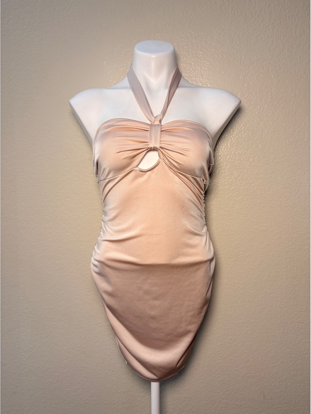 Y2K I JOAH Champagne Sexy Satin Halter Bodycon Mini Dress Baddie #13